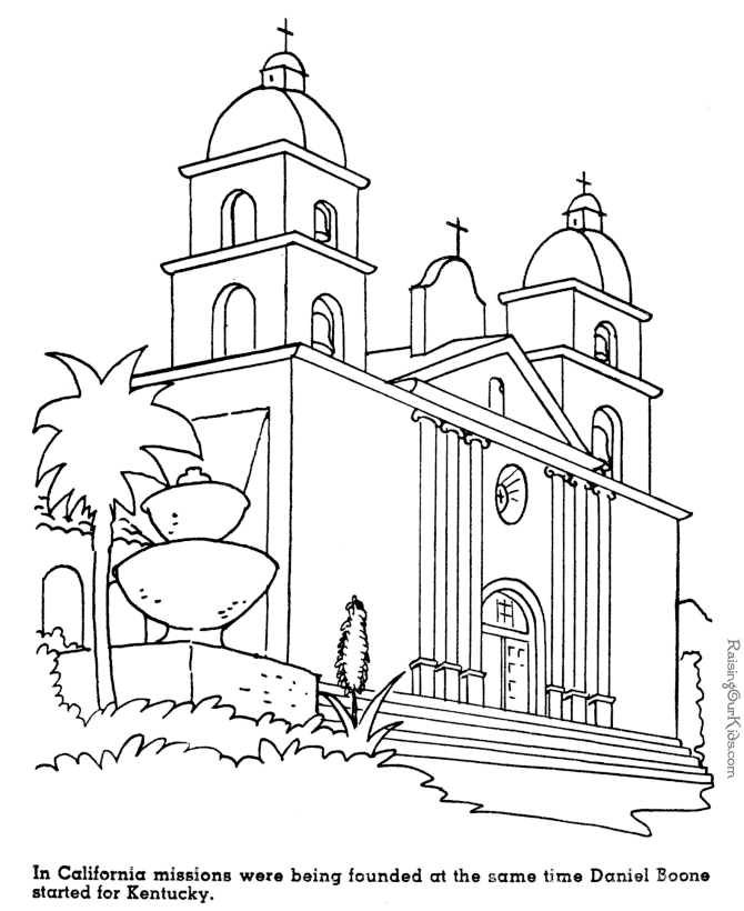 california missions coloring pages for kids - photo #1