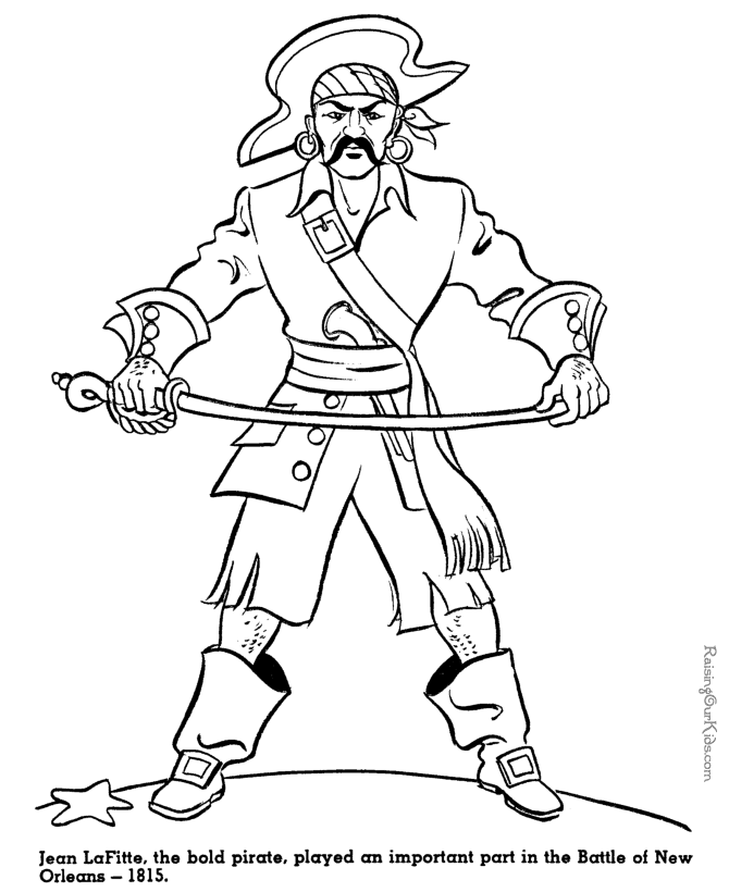 Jean LaFitte pirate coloring pages for kids