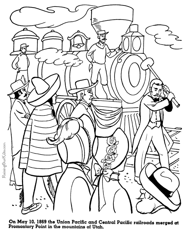 Union Central Railroads - History coloring pages for kid