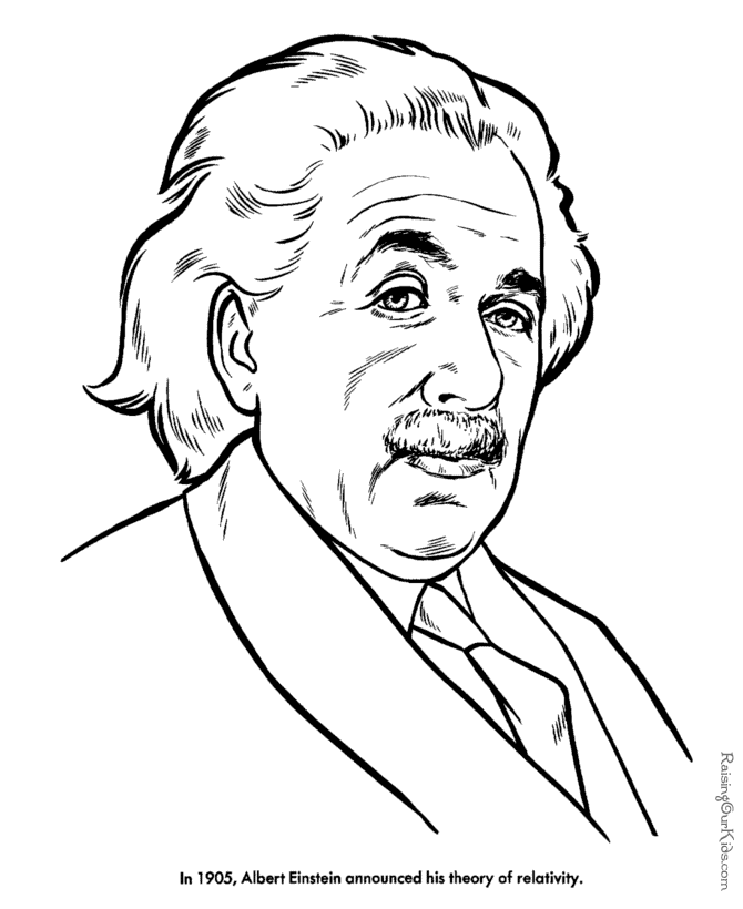 Albert Einstein - American history people coloring pages