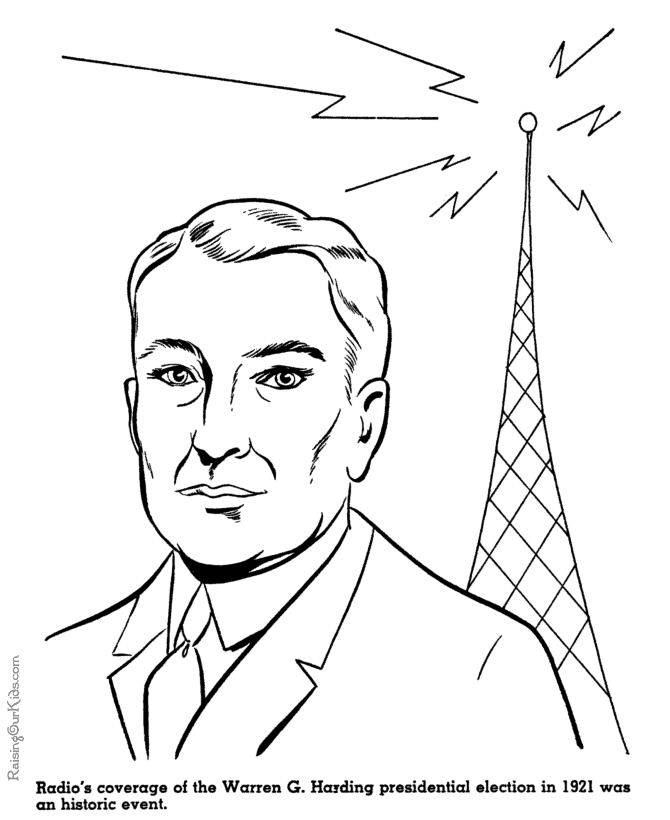 Warren Harding - American history for kid coloring pages