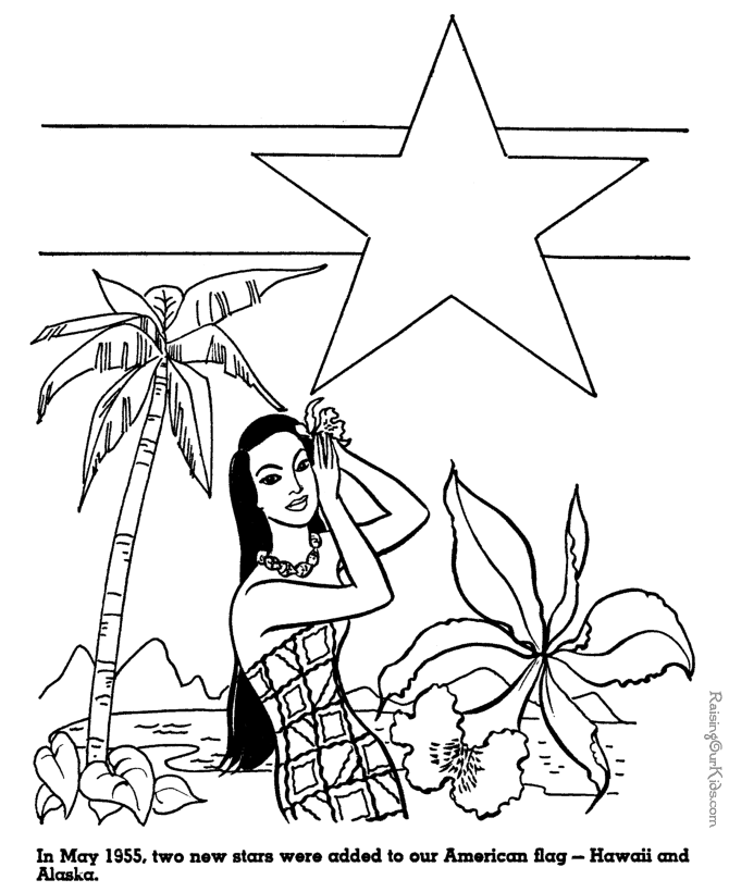 Hawaii becomes a state - American History and coloring pages for kids