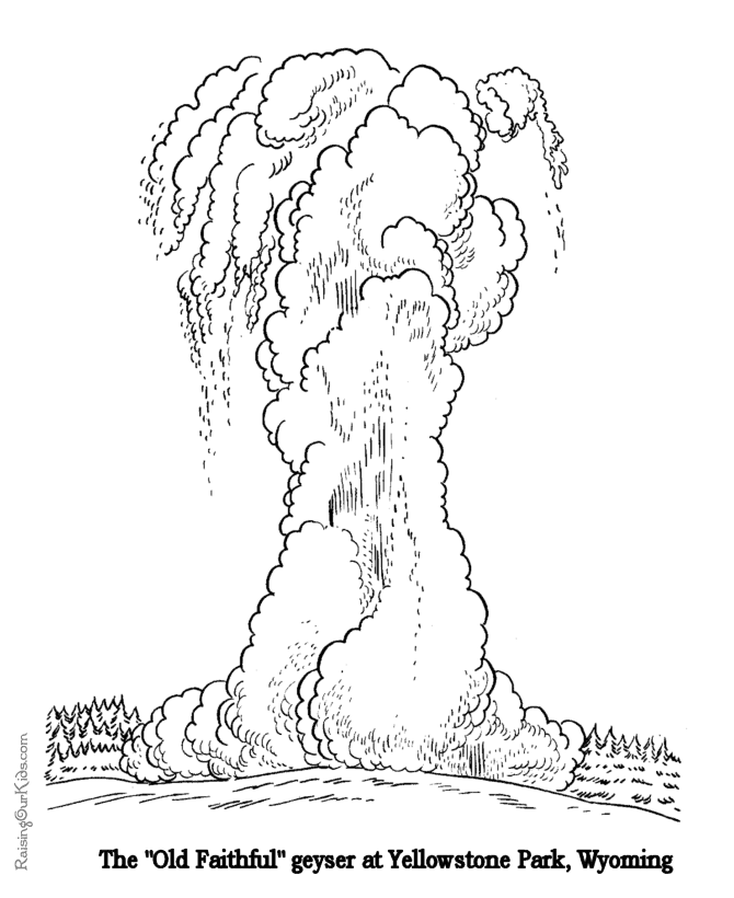 Old Faithful at Yellowstone coloring pages