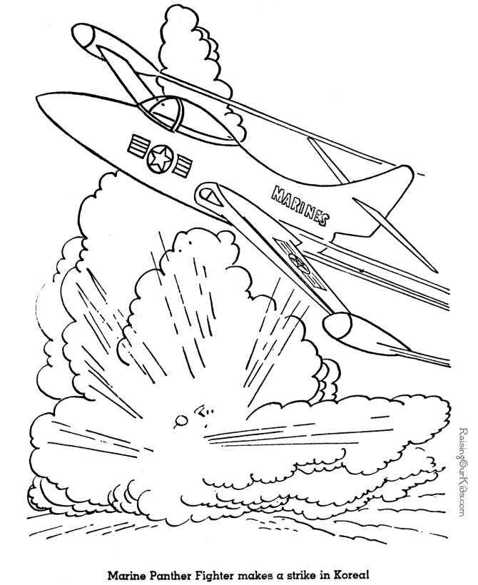 Free Military jet coloring page