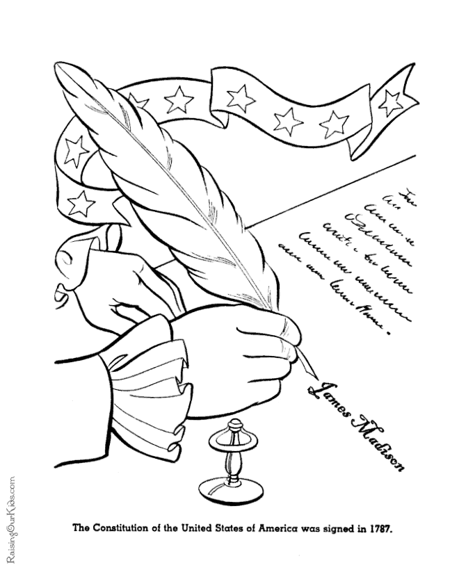 Patriotic Symbols Constitution Coloring Page 006 Pages