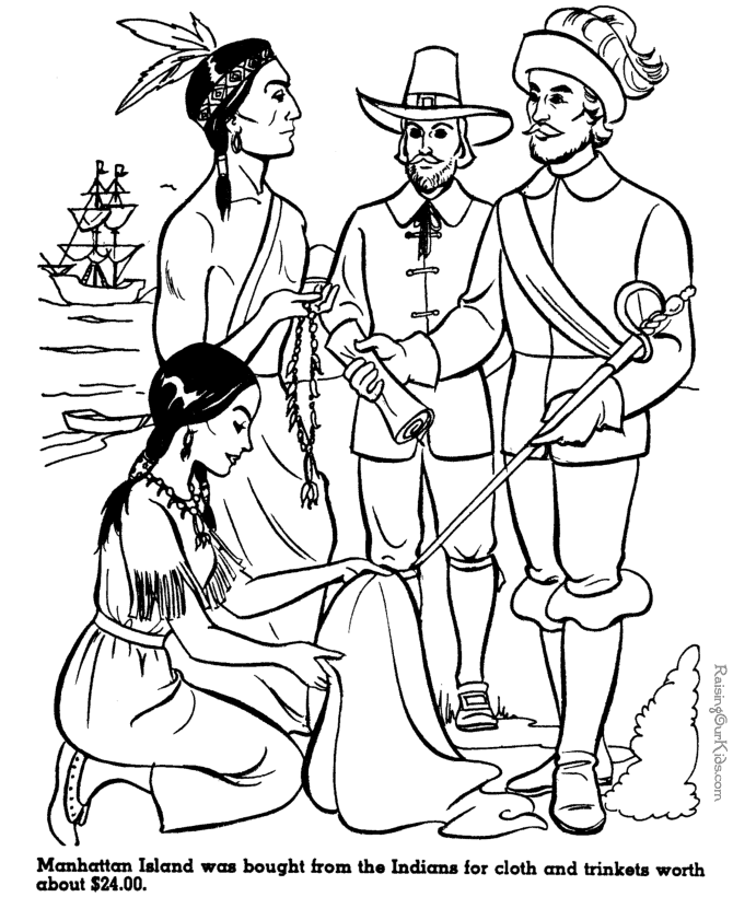 Manhattan Island history coloring page