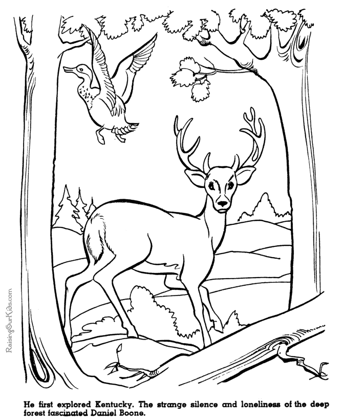 Free printable Daniel Boone history coloring page for kid
