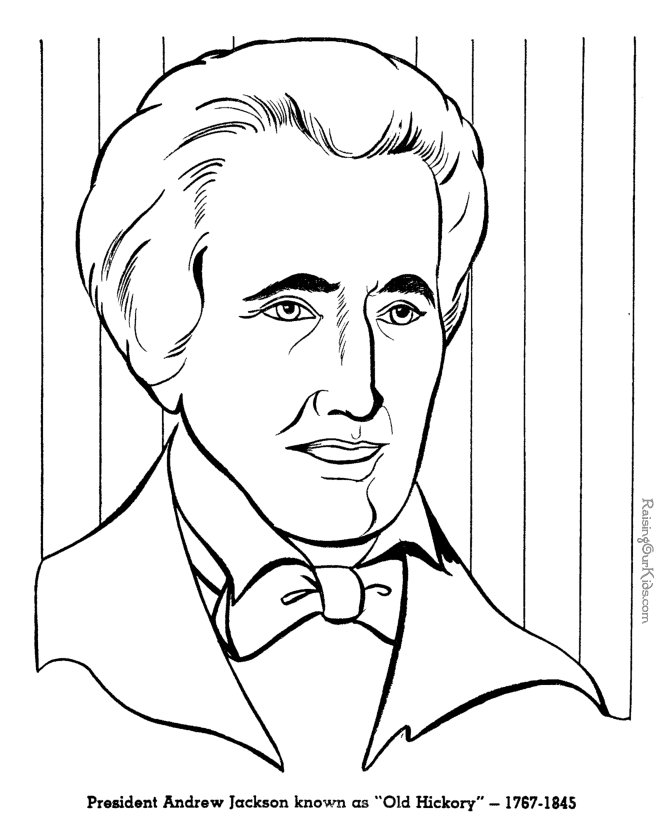 Andrew Jackson, Old Hickory, coloring pages for kids