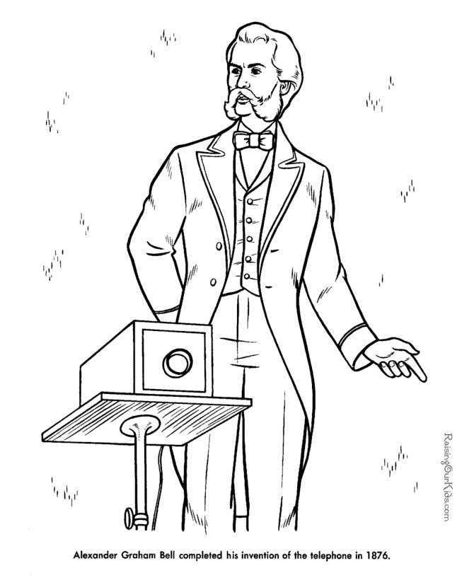 Alexander Graham Bell - American History for kids coloring pages