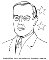 Woodrow Wilson history coloring page