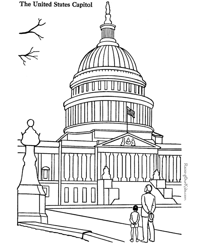 Historic Places - US Capitol Building Coloring Pages