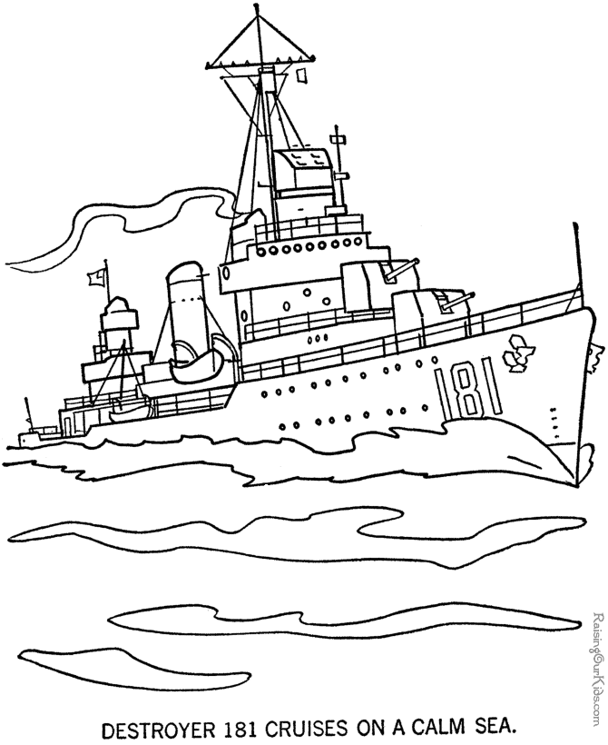 Military Ship Coloring Page